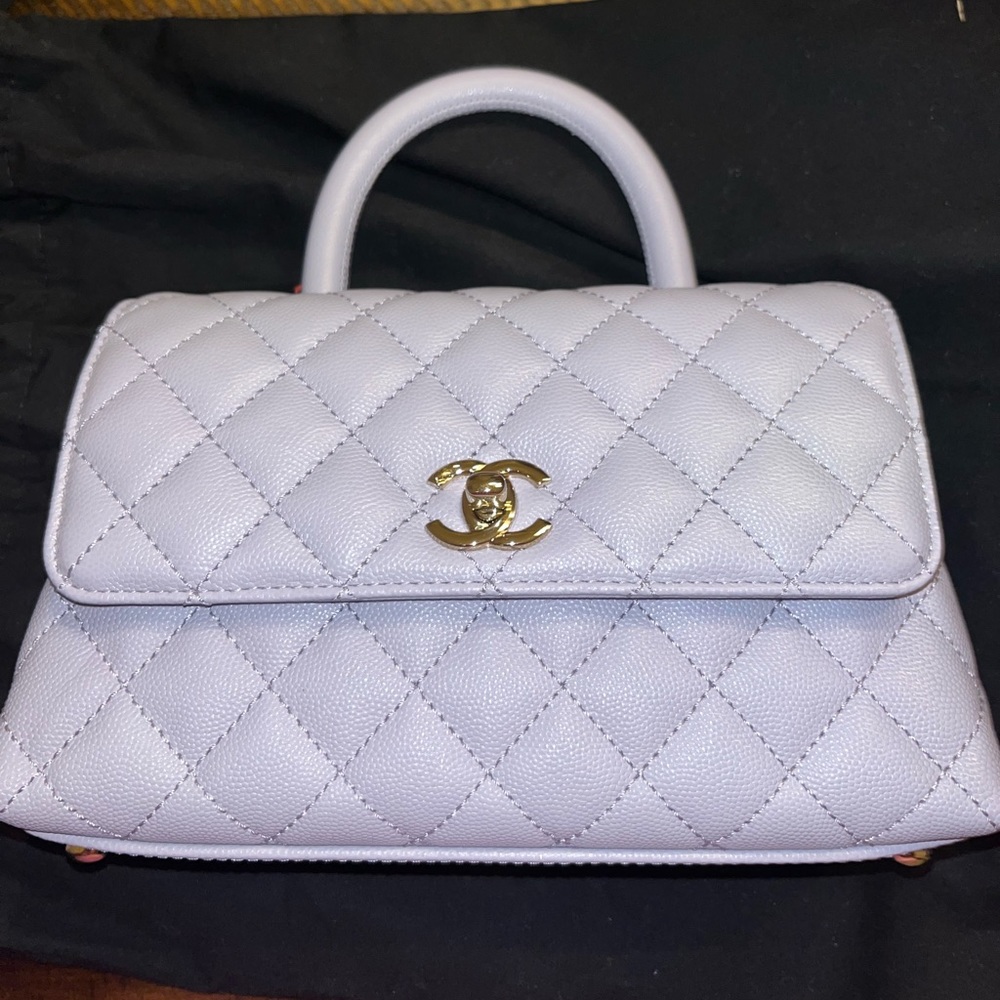 Chanel Caviar Quilted Small Coco Handle Flap Light Purple
